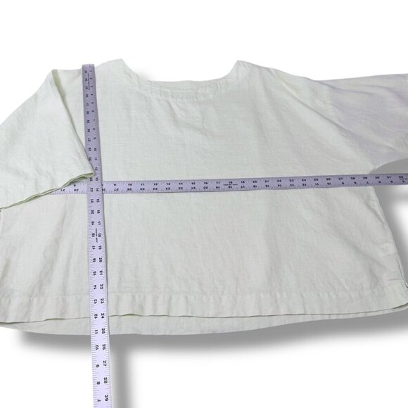 Pure Jill 100% Linen Kimono Top Womens Size L Soft Green Oversized Boxy Pullover - Picture 5 of 8